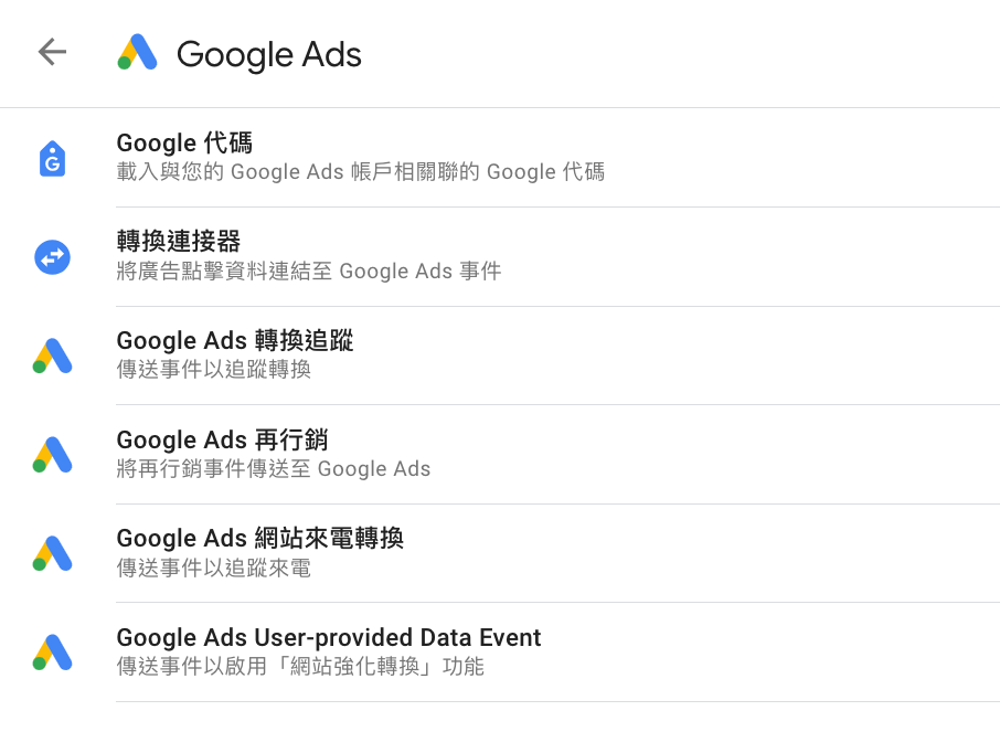 Google Ad 代碼類型