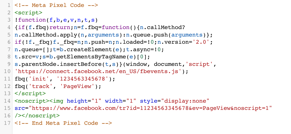 Meta Pixel JS 代碼